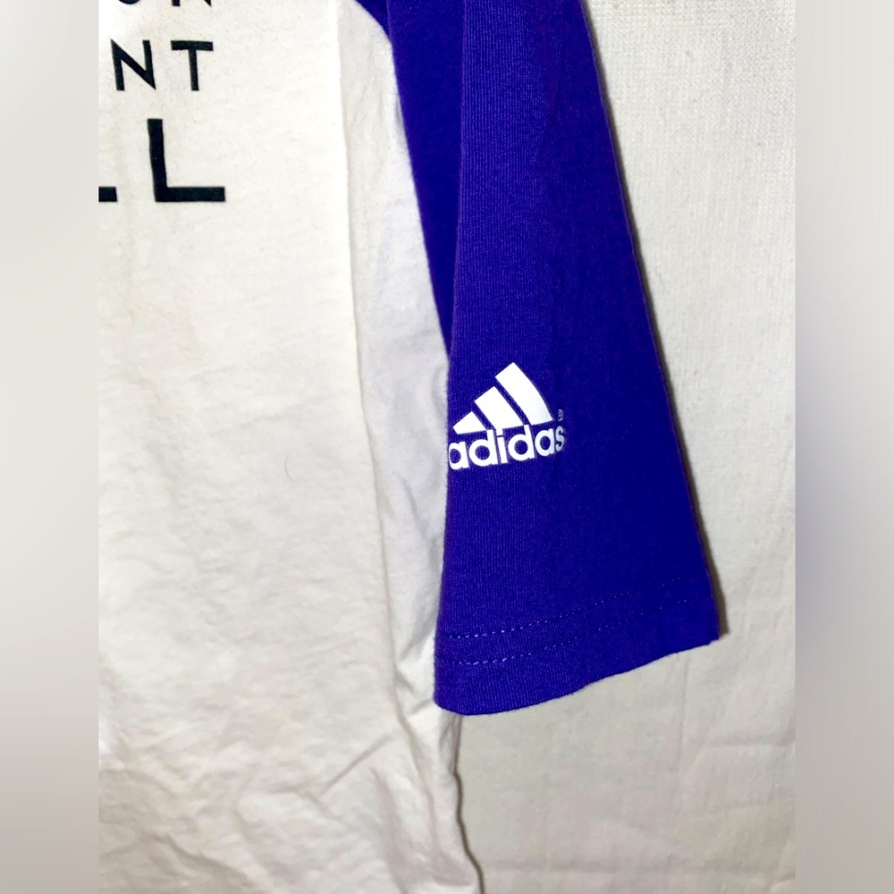 Girls Size S Adidas 3/4 Sleeved Softball Slogan T-Shirt - Picture 3 of 4